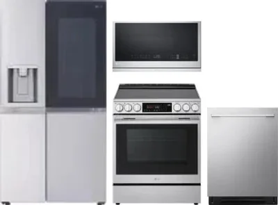 4 Piece Package Includes Refrigerator, Range, Microwave And Dishwasher