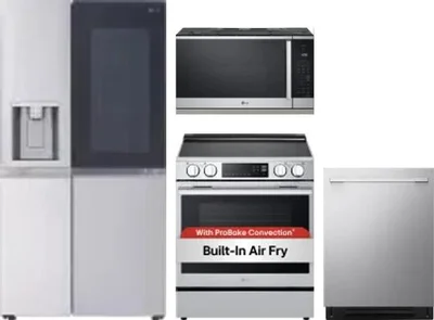 4 Piece Package Includes Refrigerator, Range, Microwave And Dishwasher
