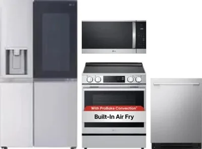 4 Piece Package Includes Refrigerator, Range, Microwave And Dishwasher