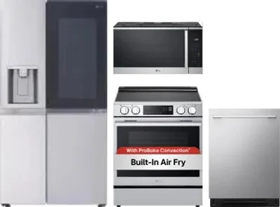 4 Piece Package Includes Refrigerator, Range, Microwave And Dishwasher