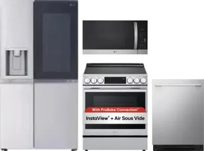 4 Piece Package Includes Refrigerator, Range, Microwave And Dishwasher