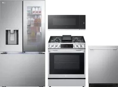 4 Piece Package Includes Refrigerator, Range, Microwave And Dishwasher
