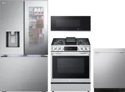 4 Piece Package Includes Refrigerator, Range, Microwave And Dishwasher