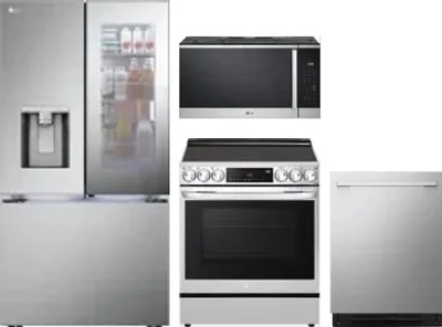 4 Piece Package Includes Refrigerator, Range, Microwave And Dishwasher