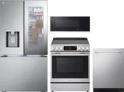 4 Piece Package Includes Refrigerator, Range, Microwave And Dishwasher