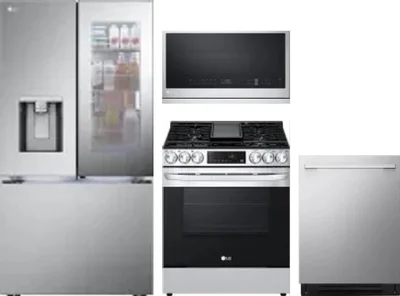4 Piece Package Includes Refrigerator, Range, Microwave And Dishwasher