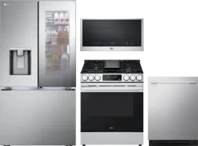 4 Piece Package Includes Refrigerator, Range, Microwave And Dishwasher