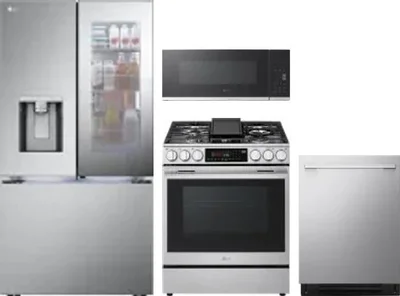 4 Piece Package Includes Refrigerator, Range, Microwave And Dishwasher