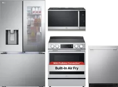 4 Piece Package Includes Refrigerator, Range, Microwave And Dishwasher