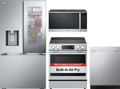 4 Piece Package Includes Refrigerator, Range, Microwave And Dishwasher