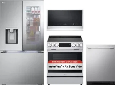 4 Piece Package Includes Refrigerator, Range, Microwave And Dishwasher