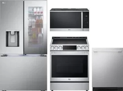 4 Piece Package Includes Refrigerator, Range, Microwave And Dishwasher