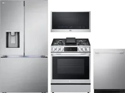 4 Piece Package Includes Refrigerator, Range, Microwave And Dishwasher