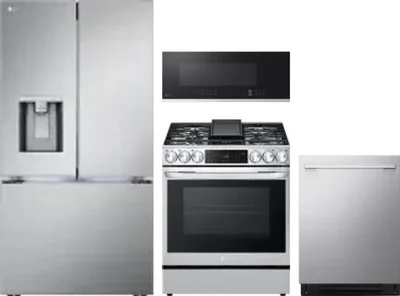 4 Piece Package Includes Refrigerator, Range, Microwave And Dishwasher