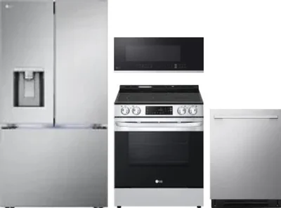 4 Piece Package Includes Refrigerator, Range, Microwave And Dishwasher