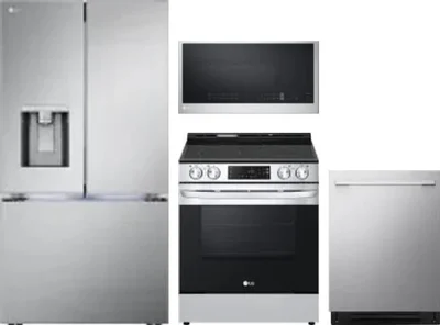 4 Piece Package Includes Refrigerator, Range, Microwave And Dishwasher