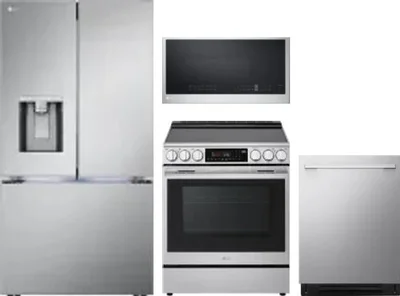 4 Piece Package Includes Refrigerator, Range, Microwave And Dishwasher