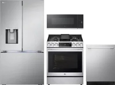 4 Piece Package Includes Refrigerator, Range, Microwave And Dishwasher
