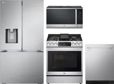 4 Piece Package Includes Refrigerator, Range, Microwave And Dishwasher