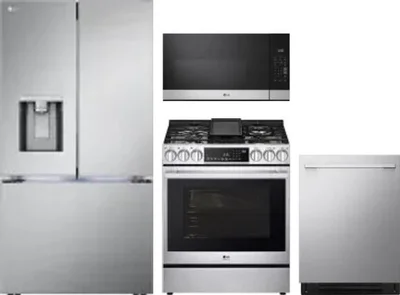 4 Piece Package Includes Refrigerator, Range, Microwave And Dishwasher