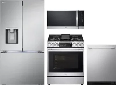 4 Piece Package Includes Refrigerator, Range, Microwave And Dishwasher