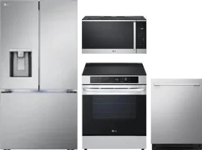 4 Piece Package Includes Refrigerator, Range, Microwave And Dishwasher