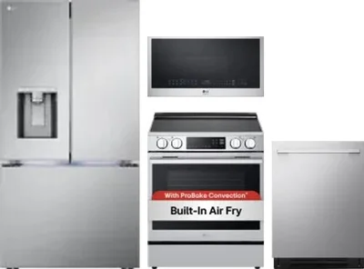 4 Piece Package Includes Refrigerator, Range, Microwave And Dishwasher