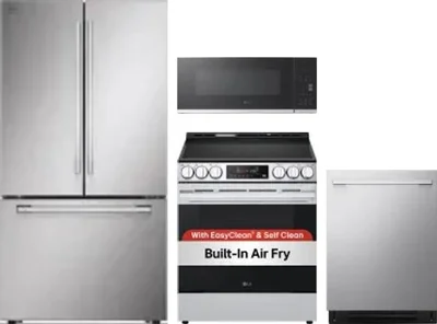 4 Piece Package Includes Refrigerator, Range, Microwave And Dishwasher