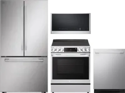 4 Piece Package Includes Refrigerator, Range, Microwave And Dishwasher