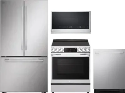 4 Piece Package Includes Refrigerator, Range, Microwave And Dishwasher