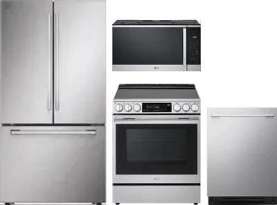4 Piece Package Includes Refrigerator, Range, Microwave And Dishwasher