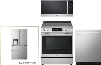 4 Piece Package Includes Refrigerator, Range, Microwave And Dishwasher
