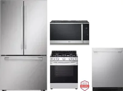 4 Piece Package Includes Refrigerator, Range, Microwave And Dishwasher