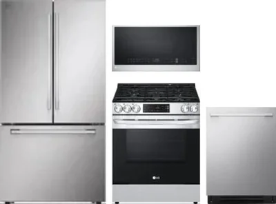 4 Piece Package Includes Refrigerator, Range, Microwave And Dishwasher
