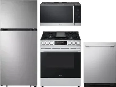 4 Piece Package Includes Refrigerator, Range, Microwave And Dishwasher