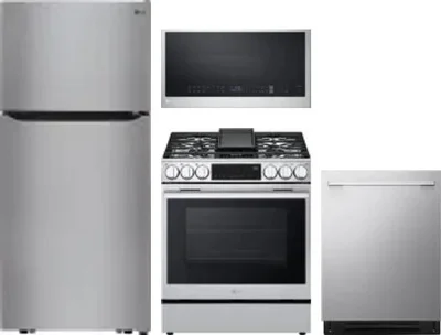 4 Piece Package Includes Refrigerator, Range, Microwave And Dishwasher