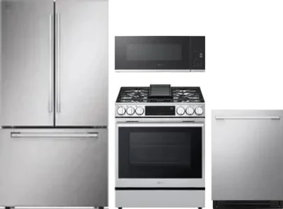 4 Piece Package Includes Refrigerator, Range, Microwave And Dishwasher