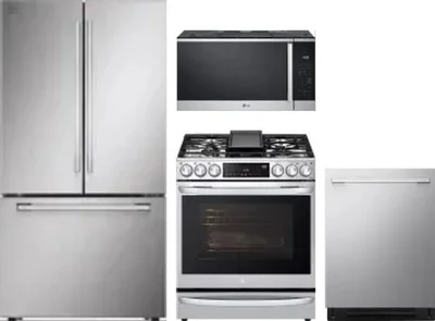4 Piece Package Includes Refrigerator, Range, Microwave And Dishwasher