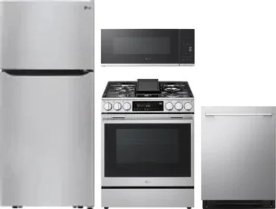 4 Piece Package Includes Refrigerator, Range, Microwave And Dishwasher