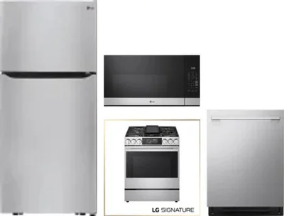 4 Piece Package Includes Refrigerator, Range, Microwave And Dishwasher