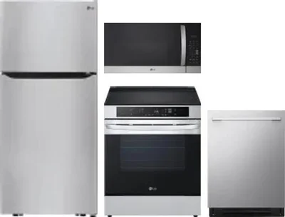 4 Piece Package Includes Refrigerator, Range, Microwave And Dishwasher