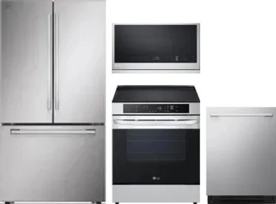 4 Piece Package Includes Refrigerator, Range, Microwave And Dishwasher