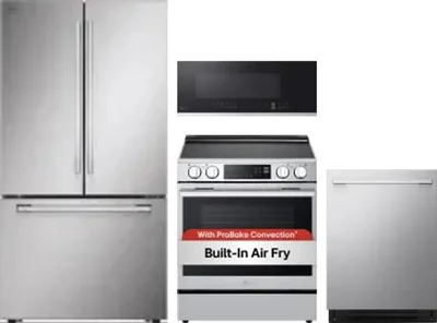 4 Piece Package Includes Refrigerator, Range, Microwave And Dishwasher