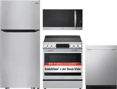 4 Piece Package Includes Refrigerator, Range, Microwave And Dishwasher