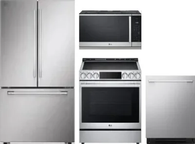 4 Piece Package Includes Refrigerator, Range, Microwave And Dishwasher
