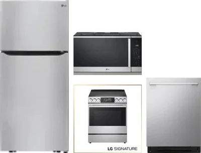 4 Piece Package Includes Refrigerator, Range, Microwave And Dishwasher