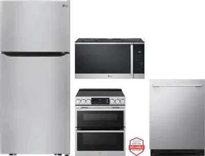 4 Piece Package Includes Refrigerator, Range, Microwave And Dishwasher