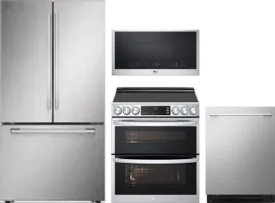 4 Piece Package Includes Refrigerator, Range, Microwave And Dishwasher