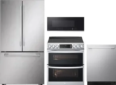 4 Piece Package Includes Refrigerator, Range, Microwave And Dishwasher