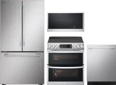 4 Piece Package Includes Refrigerator, Range, Microwave And Dishwasher